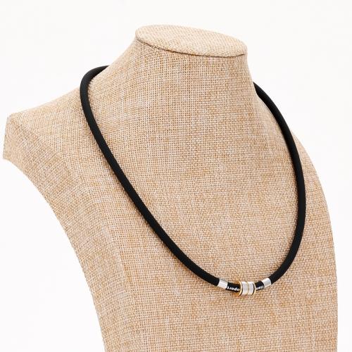 silicone colar, with Aço inoxidável 304, banhado, joias de moda & unissex, comprimento Aprox 18 inchaltura, vendido por PC