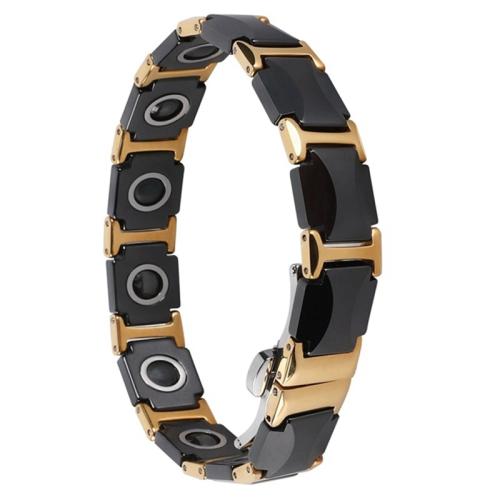 304 Stainless Steel Náramek, s Černá + magnetická + kamenná & Porcelán & 316L nerezové oceli, módní šperky & pro muže, Délka Cca 8 inch, Prodáno By PC