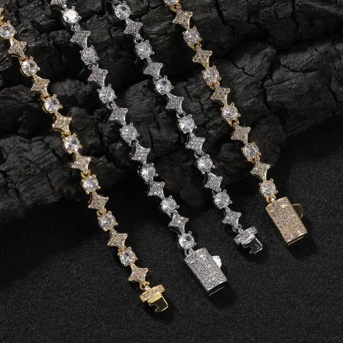 laiton Collier et bracelet, Placage, unisexe & normes différentes pour le choix & pavé de micro zircon, plus de couleurs à choisir, Vendu par PC