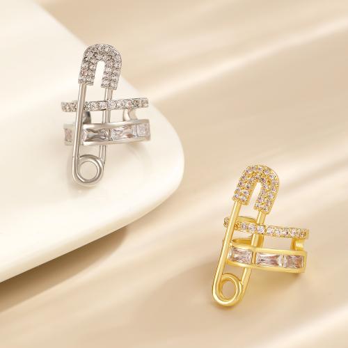 laiton Clip boucle d’oreille, Placage, bijoux de mode & pavé de micro zircon, plus de couleurs à choisir, protéger l'environnement, sans nickel, plomb et cadmium, Vendu par PC