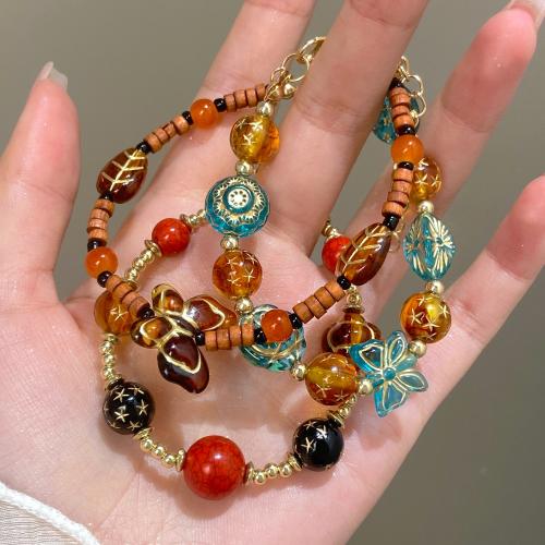 Bracelets résine, alliage de zinc, avec bois & résine, Placage de couleur d'or, bijoux de mode, plus de couleurs à choisir, Vendu par PC