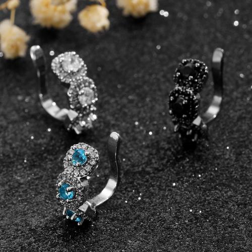 alliage de zinc Clip boucle d’oreille, Placage de couleur d'or, bijoux de mode & pavé de micro zircon, plus de couleurs à choisir, Vendu par sac