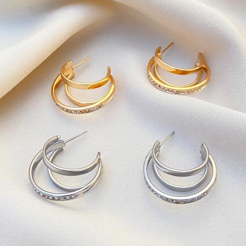 Zinklegering oorknoppen, Zinc Alloy, gold plated, mode sieraden & met strass, meer kleuren voor de keuze, Verkocht door pair