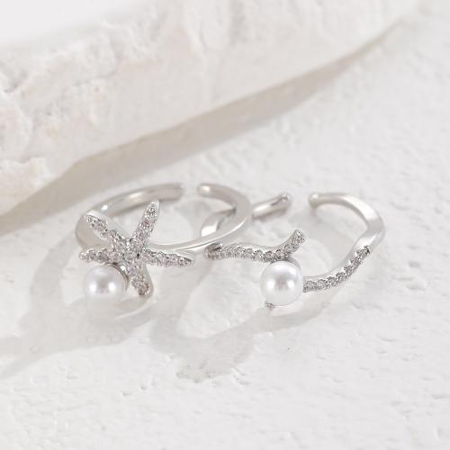 Brass prst prsten, Mosaz, s ABS plast pearl, á, módní šperky & s drahokamu, stříbro, nikl, olovo a kadmium zdarma, Prodáno By Bag