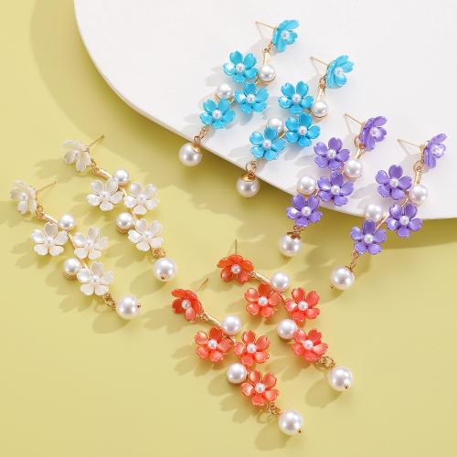 Acrylic Jewelry Earring Zinc Alloy with Plastic Pearl & Acrylic gold color plated fashion jewelry Sold By Pair