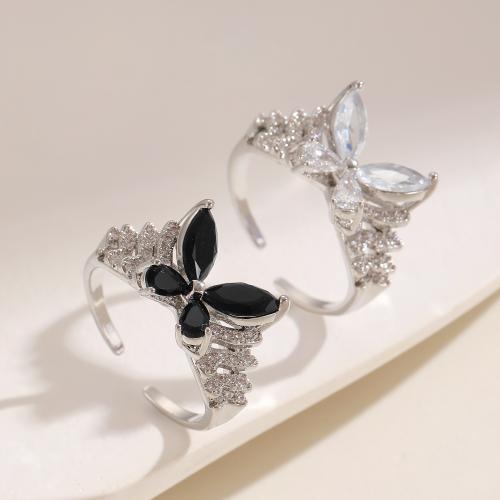 Cubique anneau en laiton Circonia Micro Pave, Placage, bijoux de mode & pavé de micro zircon, plus de couleurs à choisir, protéger l'environnement, sans nickel, plomb et cadmium, Vendu par PC