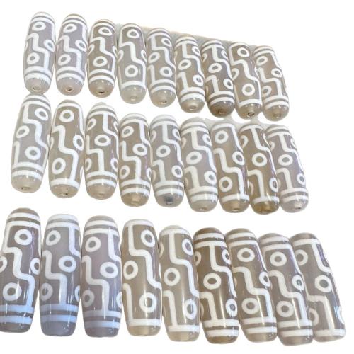 Természetes tibeti Achát Dzi Gyöngyök, DIY, 12x30mm, Által értékesített PC