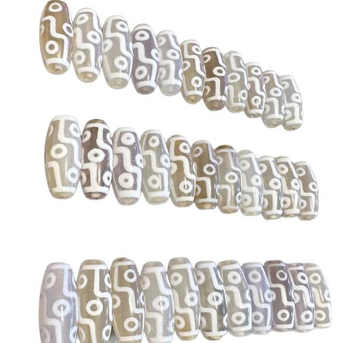 Természetes tibeti Achát Dzi Gyöngyök, DIY, 8x20mm, Által értékesített PC