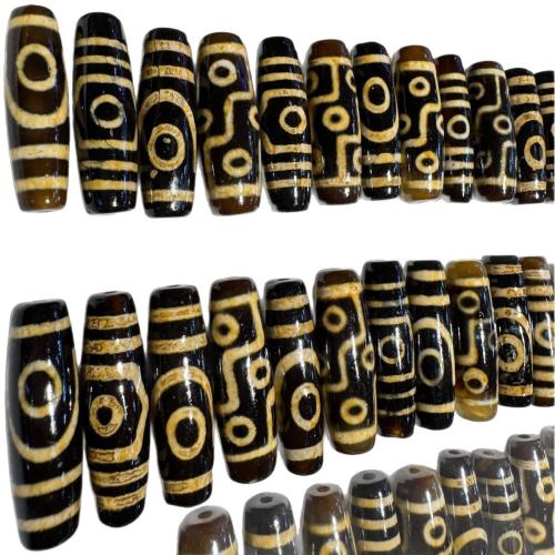 Természetes tibeti Achát Dzi Gyöngyök, véletlenszerűen elküldött & vegyes minta & DIY, 38x12mm, 10PC-k/Bag, Által értékesített Bag