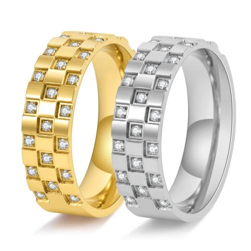 Cubic Zirconia nerezové prst prsten, 304 Stainless Steel, unisex & různé velikosti pro výběr & micro vydláždit kubické zirkony, více barev na výběr, Prodáno By PC