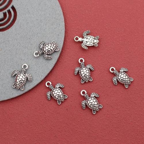 Zinc Alloy Animal Pendants Turtle silver color plated DIY antique silver color Sold By Bag