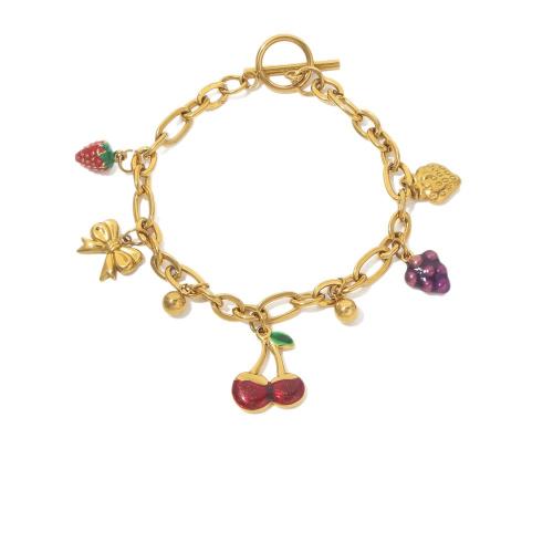 Bijoux bracelet en acier inoxydable, Acier inoxydable 304, Placage de couleur d'or, bijoux de mode & émail, doré, Vendu par PC