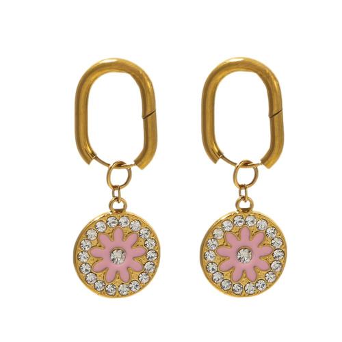 Stainless Steel Lever Terug Earring, 304 roestvrij staal,  , plated, mode sieraden & glazuur & met strass, meer kleuren voor de keuze, Verkocht door pair