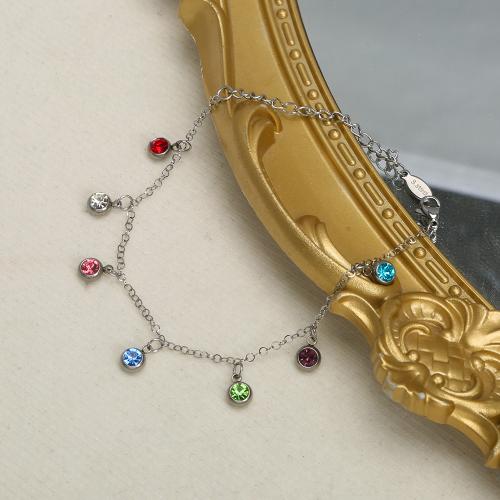 Bijoux bracelet en acier inoxydable, Acier inoxydable 304, Placage de couleur d'or, bijoux de mode & pavé de micro zircon, doré, Vendu par PC