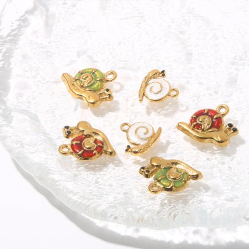 Nerezová ocel zvířat Přívěsky, 304 Stainless Steel, Hlemýžď, barva pozlacený, DIY & smalt, zlatý, 10PC/Bag, Prodáno By Bag