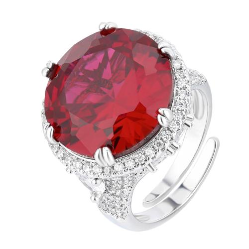 Brass prst prsten, Mosaz, barva pozlacený, módní šperky & pro ženy & s drahokamu, více barev na výběr, Prodáno By PC