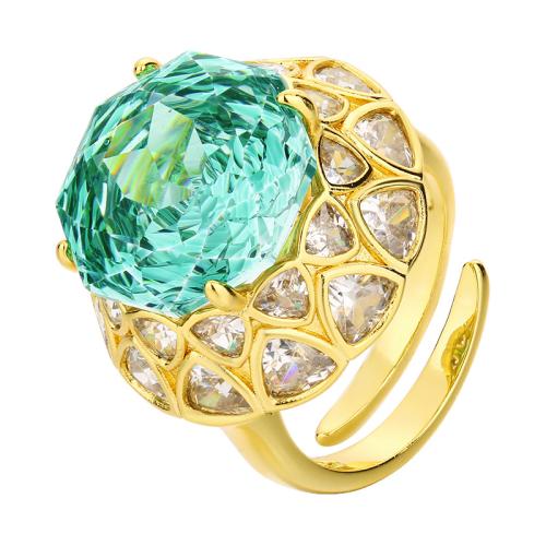 Brass prst prsten, Mosaz, s Cubic Zirconia, módní šperky & pro ženy & s drahokamu, více barev na výběr, Prodáno By PC