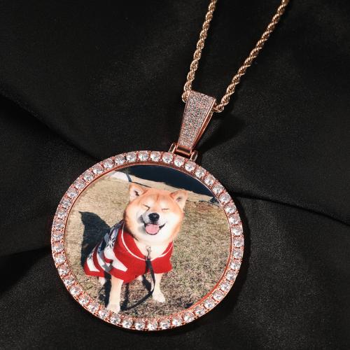 laiton collier, Plat rond, Placage, chaîne Français corde de Français & unisexe & styles différents pour le choix & pavé de micro zircon, Longueur Environ 24 pouce, Vendu par PC