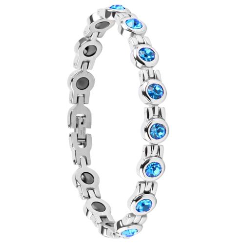 acier inoxydable 316L bracelet, avec Pierre de Noir-Magnetic & Tchèque, bijoux de mode & pour femme, couleur originale, Longueur Environ 8.26 pouce, Vendu par PC