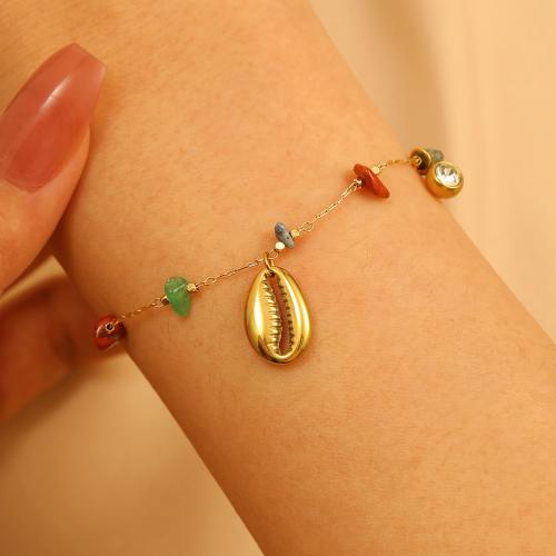 Bracelets de pierres précieuses, alliage de zinc, avec Gravier naturel, Placage de couleur d'or, bijoux de mode & pavé de micro zircon, plus de couleurs à choisir, Vendu par PC