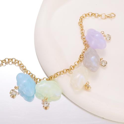 Bracelets résine, avec alliage de zinc, Placage de couleur d'or, bijoux de mode & pavé de micro zircon, plus de couleurs à choisir, Vendu par PC