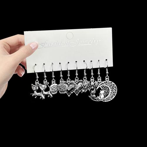 Boucles d'oreilles en alliage de zinc, Placage de couleur d'or, bijoux de mode, argent, 5pairescouple/fixé, Vendu par fixé