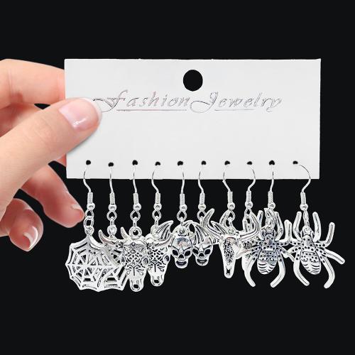 Boucles d'oreilles en alliage de zinc, Placage de couleur d'or, bijoux de mode, argent, 5pairescouple/fixé, Vendu par fixé