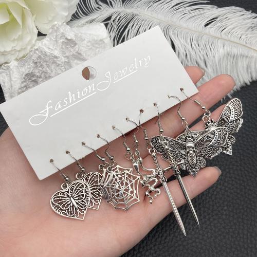 Boucles d'oreilles en alliage de zinc, Placage de couleur d'or, bijoux de mode, argent, 5pairescouple/fixé, Vendu par fixé