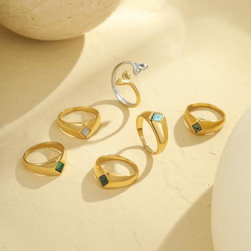 Gemstone prst prsten, 304 Stainless Steel, s Přírodní kámen, á, různé materiály pro výběr & různé styly pro výběr & pro ženy, zlatý, Prodáno By PC