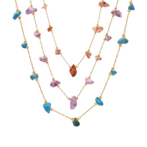 Collier bijoux de pierre gemme, Acier inoxydable 304, avec Pierre naturelle, Placage, bijoux de mode & pour femme, plus de couleurs à choisir, Vendu par PC