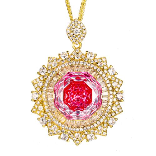 Collier en laiton, avec zircon cubique, avec 5cm chaînes de rallonge, Placage de couleur d'or, bijoux de mode & pour femme & avec strass, plus de couleurs à choisir, Longueur 45 cm, Vendu par PC