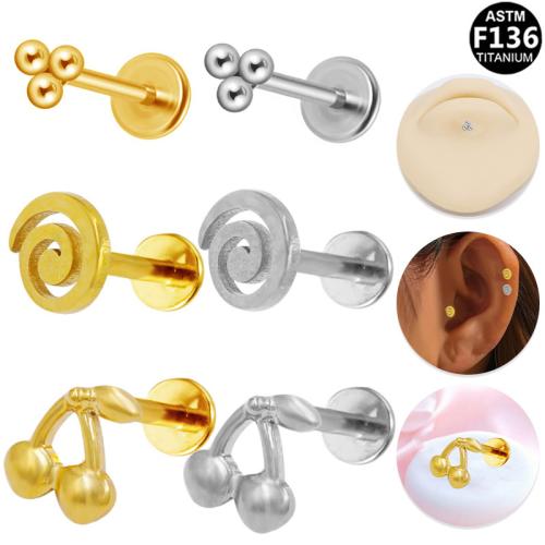 Titanium Alloy Lip Piercing Stud with Brass plated Unisex Sold By PC