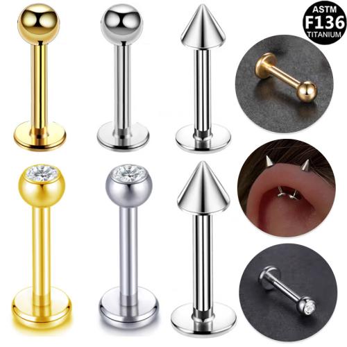Alliage de titane piercing oreille, Placage, unisexe & styles différents pour le choix & avec strass, Vendu par PC
