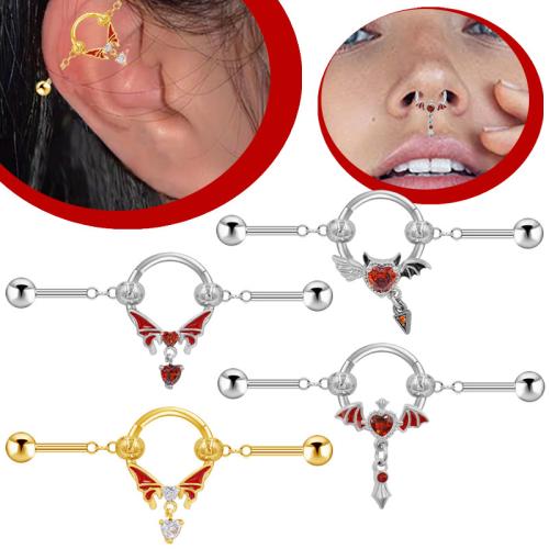 Titanium Steel Nose Piercing Jewelry plated Unisex & micro pave cubic zirconia & enamel Sold By PC