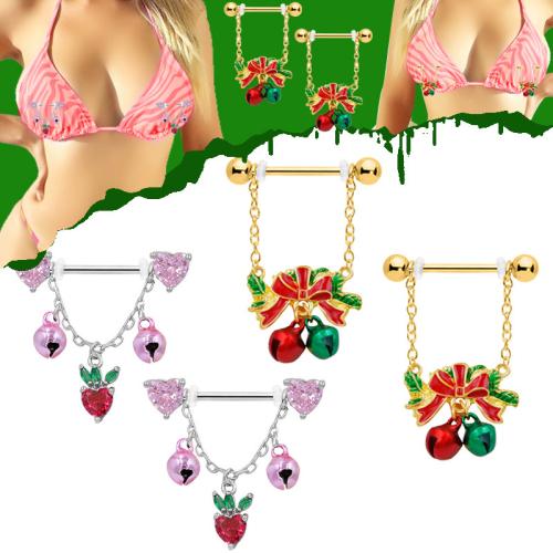 Titanium ocel bradavky kroužek, á, unisex & různé styly pro výběr & micro vydláždit kubické zirkony & smalt, Prodáno By PC