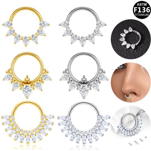 Titanium Alloy Nose Piercing Jewelry plated Unisex & with rhinestone Inner Approx 8mm Sold By PC
