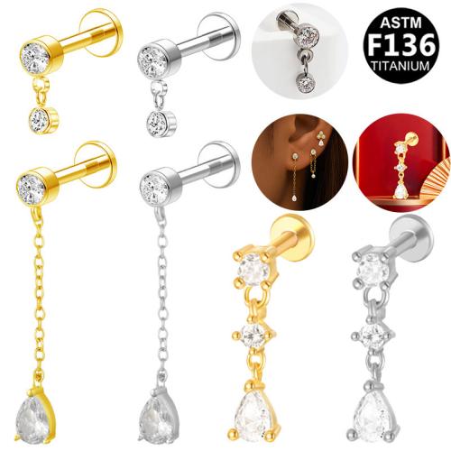 Lega di titanio orecchino piercing, placcato, unisex & stili diversi per la scelta & Micro spianare cubic zirconia, Venduto da PC