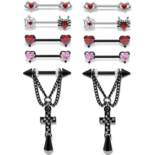 Titanium ocel bradavky kroužek, s Zinek, á, unisex & různé styly pro výběr & micro vydláždit kubické zirkony, Prodáno By PC