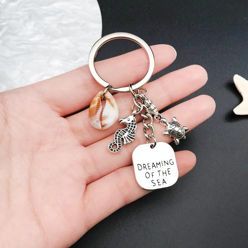 Llaveros, aleación de zinc, con Nácar, chapado en color dorado, Joyería, más colores para la opción, Vendido por UD