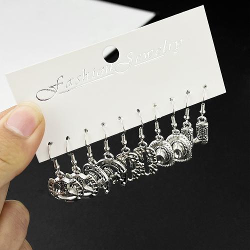 Boucles d'oreilles en alliage de zinc, Placage de couleur d'or, bijoux de mode, argent, 99x815mm, 5pairescouple/fixé, Vendu par fixé