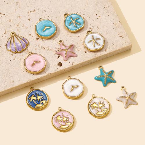 Stainless Steel Pendants 304 Stainless Steel gold color plated DIY & enamel Sold By Bag