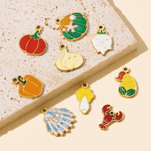 Stainless Steel Pendants 304 Stainless Steel gold color plated DIY & enamel Sold By Bag