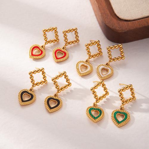 Edelstahl Tropfen Ohrring, 304 Edelstahl, mit Acryl, plattiert, Modeschmuck & für Frau & hohl, goldfarben, verkauft von Paar