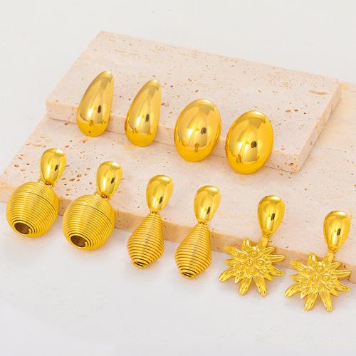 Edelstahl Tropfen Ohrring, 304 Edelstahl, goldfarben plattiert, Modeschmuck & verschiedene Stile für Wahl & für Frau, verkauft von Paar