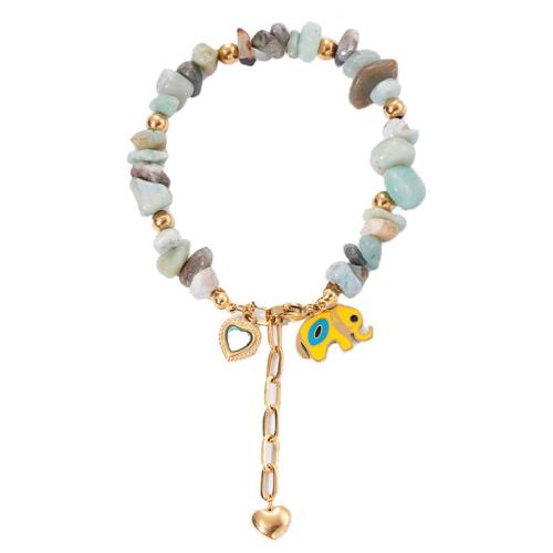 Bracelets de pierres précieuses, Acier inoxydable 304, avec Pierre naturelle, Placage, bijoux de mode & styles différents pour le choix & pour femme, Vendu par PC