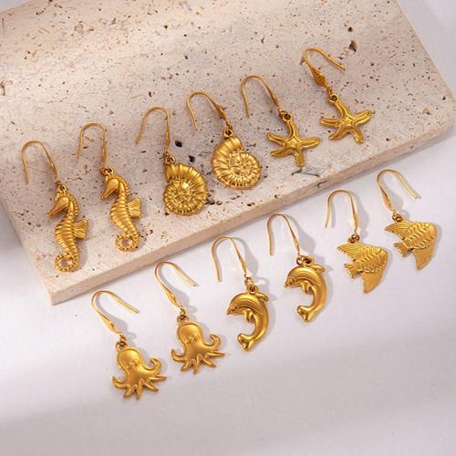 Edelstahl Tropfen Ohrring, 304 Edelstahl, plattiert, Modeschmuck & verschiedene Stile für Wahl & für Frau, goldfarben, verkauft von Paar