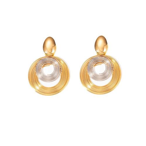 Edelstahl Tropfen Ohrring, 304 Edelstahl, plattiert, für Frau & zweifarbig & hohl, verkauft von Paar