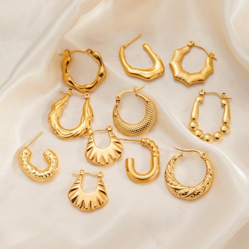 Stainless Steel Lever Terug Earring, 304 roestvrij staal, plated, mode sieraden & verschillende stijlen voor de keuze & voor vrouw, gouden, Verkocht door pair