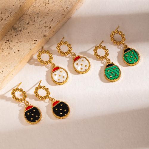 Edelstahl Tropfen Ohrring, 304 Edelstahl, mit Acryl, Marienkäfer, 18K vergoldet, Modeschmuck & für Frau & hohl, keine, verkauft von Paar