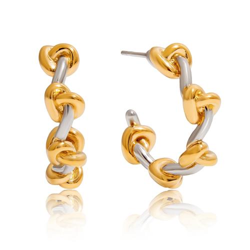 Boucle d'oreille de gaujon en acier inoxydable, Acier inoxydable 304, Placage, bijoux de mode & pour femme & deux tons, Vendu par PC